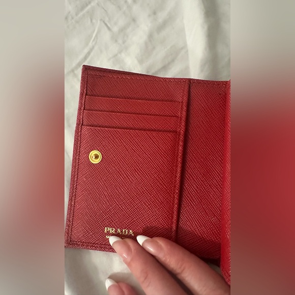 Prada Red Plaque Logo Trifold Wallet - Picture 8 of 10